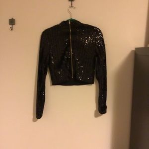 Sequin long sleeve unique top